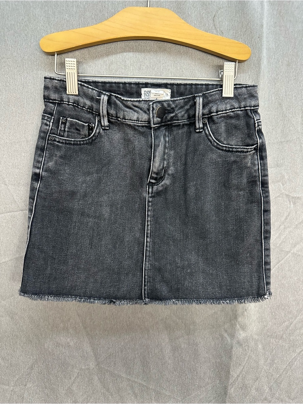 RSQ Black Washed Denim Mini Skirt